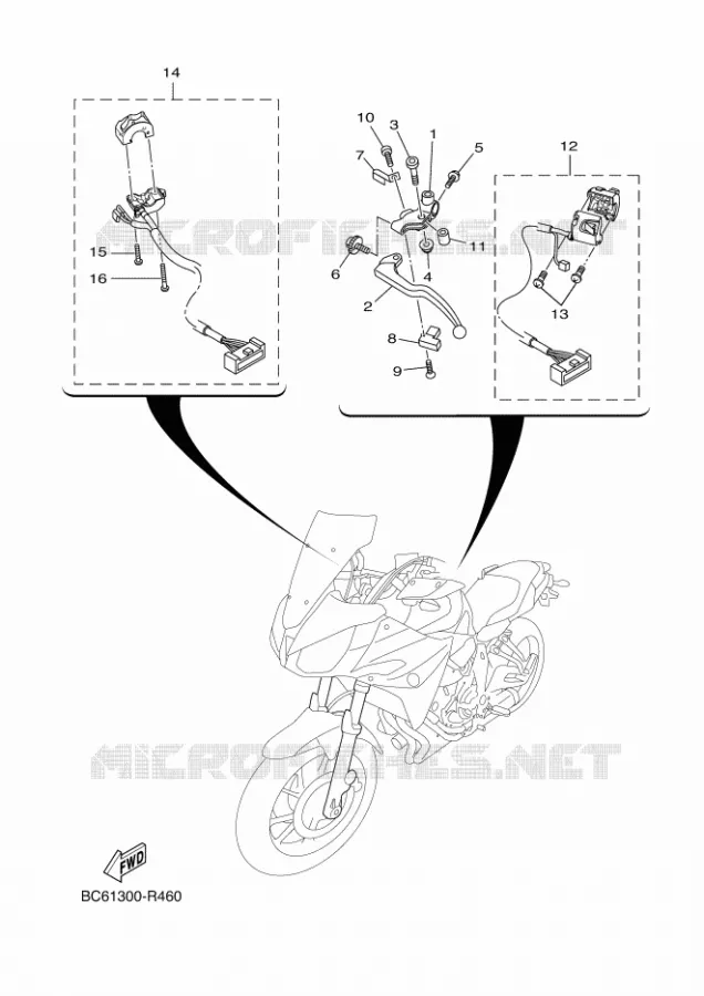 COMMODO / LEVIER Yamaha MOTO 700 2019 TRACER  MTT690-A