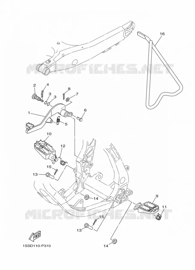 SUPPORT / REPOSE PIEDS Yamaha MOTO 125 2019 YZ  YZ125