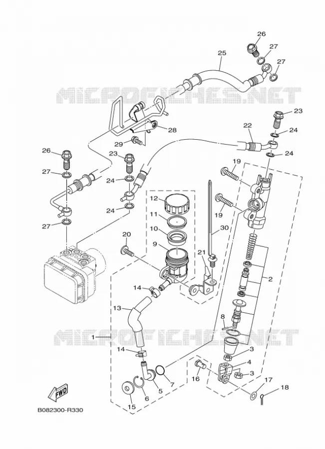 MAITRE CYLINDRE DE FREIN ARRIERE Yamaha MOTO 300 2019 R3  YZF320-A