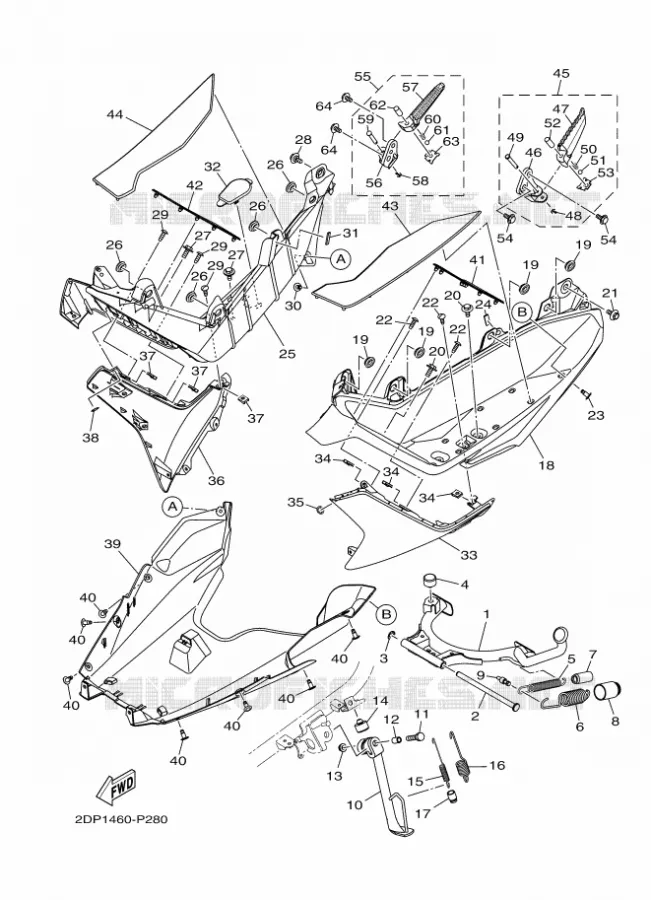 SUPPORT / REPOSE PIEDS Yamaha SCOOTER 125 2019 NMAX  GPD125-A