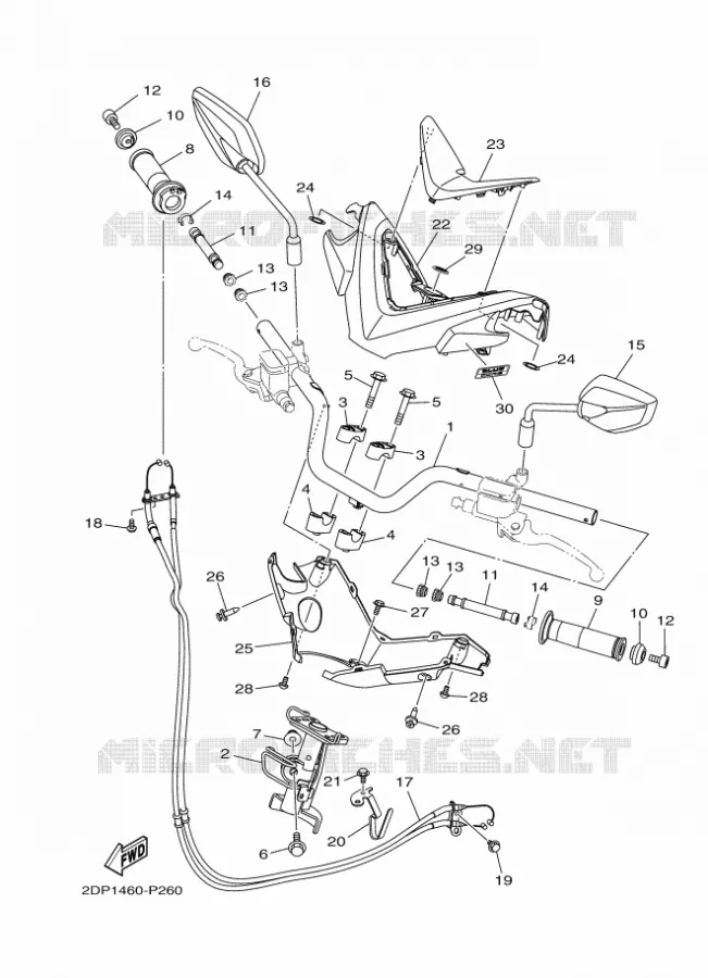 GUIDON ET CABLES Yamaha SCOOTER 125 2019 NMAX  GPD125-A