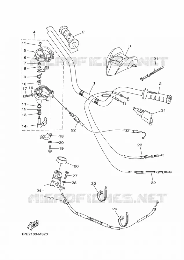GUIDON ET CABLES Yamaha QUAD 700 2019 RAPTOR  YFM70RSBK