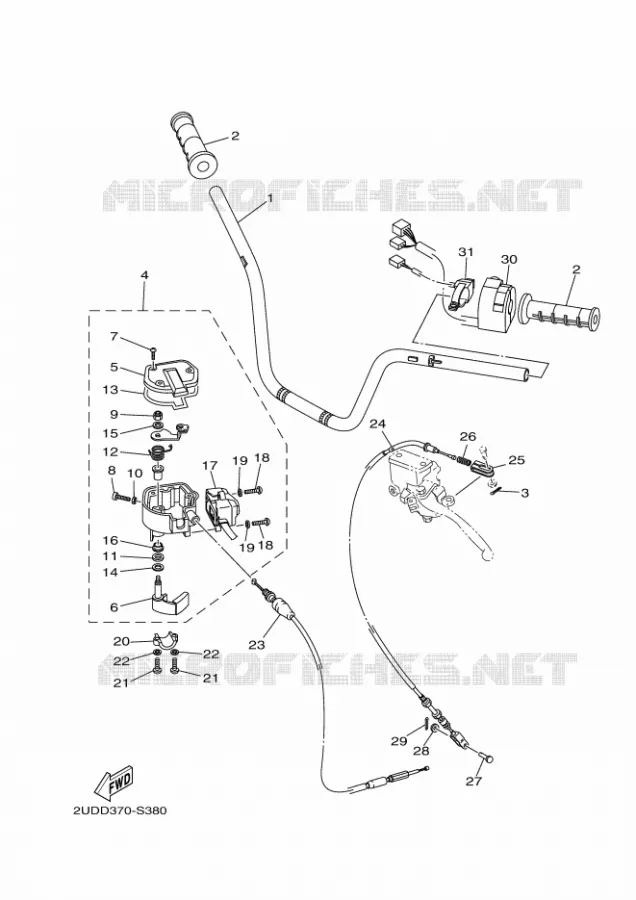 GUIDON ET CABLES Yamaha QUAD 700 2019 GRIZZLY  YFM700FWAD/YFM70GPXK