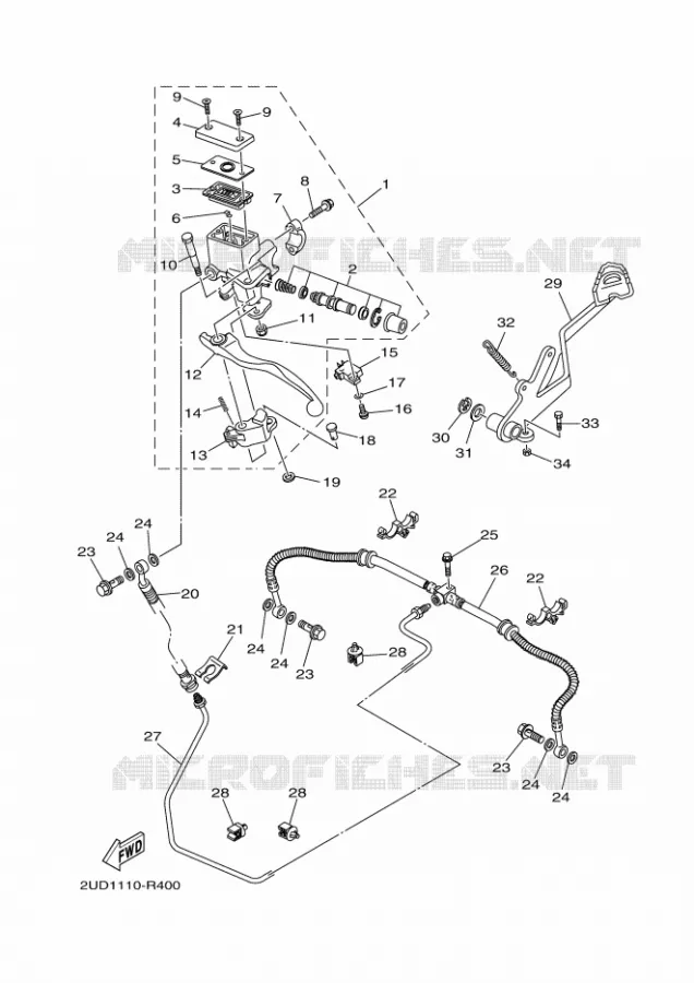 MAITRE CYLINDRE DE FREIN ARRIERE Yamaha QUAD 700 2019 GRIZZLY  YFM700FWAD/YFM70GPHK