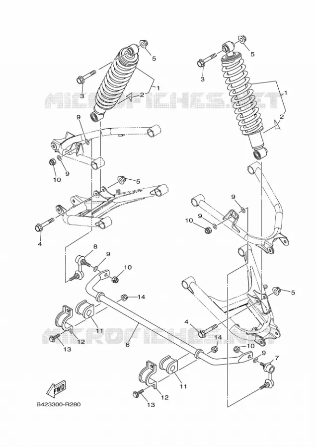 AMORTISSEUR ARRIERE Yamaha SIDE BY SIDE 700 2019 VIKING  YXM700E/YXM70VPXK