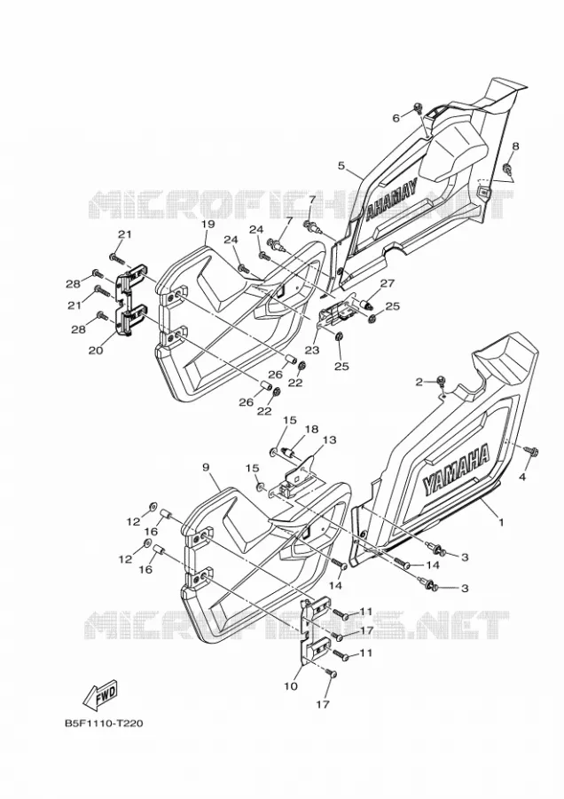 COUVERCLE LATERAL Yamaha SIDE BY SIDE 700 2019 VIKING  YXM700E/YXM70VPXK