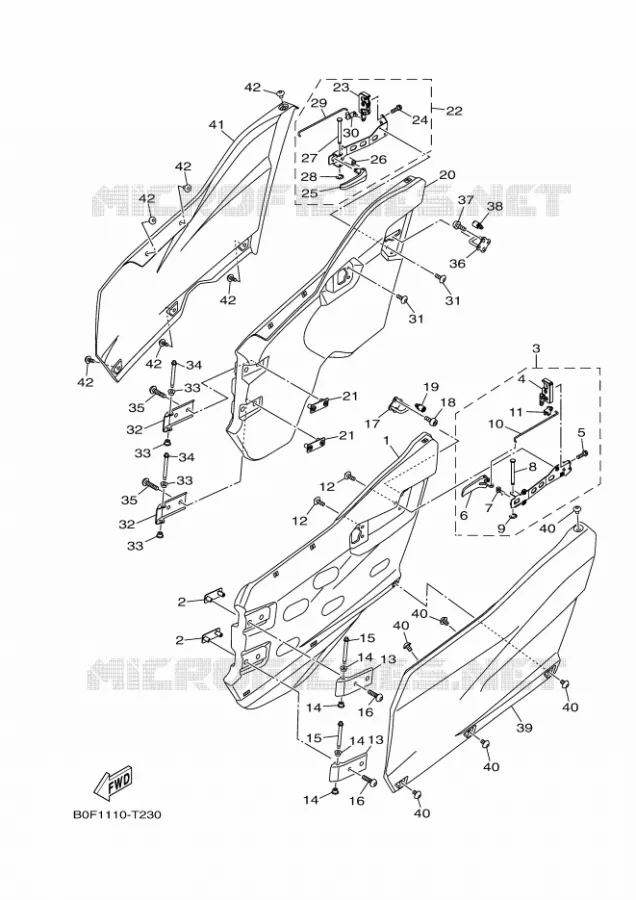 COUVERCLE LATERAL 3 Yamaha SIDE BY SIDE 1000 2019 YXZ  YXZ1000E