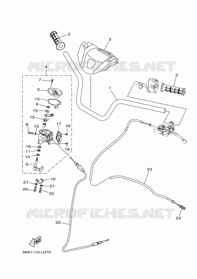 GUIDON ET CABLES Yamaha QUAD 700 2019 KODIAK  YFM700FWB/YFM70KDXK