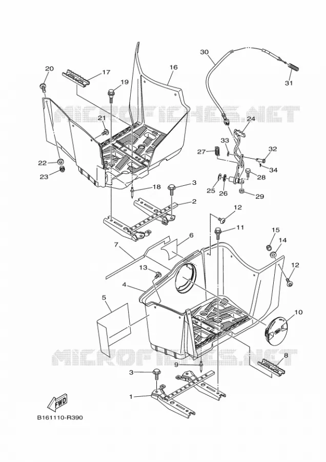 SUPPORT / REPOSE PIEDS Yamaha QUAD 700 2019 KODIAK  YFM700FWB/YFM70KDXK