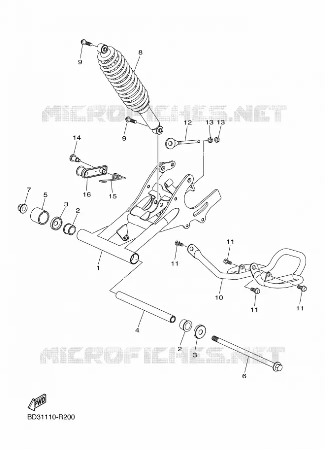 BRAS ARRIERE Yamaha QUAD 90 2019 RAPTOR  YFM90R