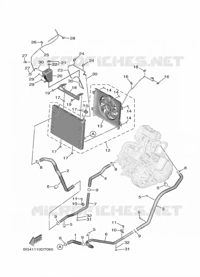 RADIATEUR / DURITES Yamaha SIDE BY SIDE 850 2019 WOLVERINE  YXF850ES/YXF85WPSK