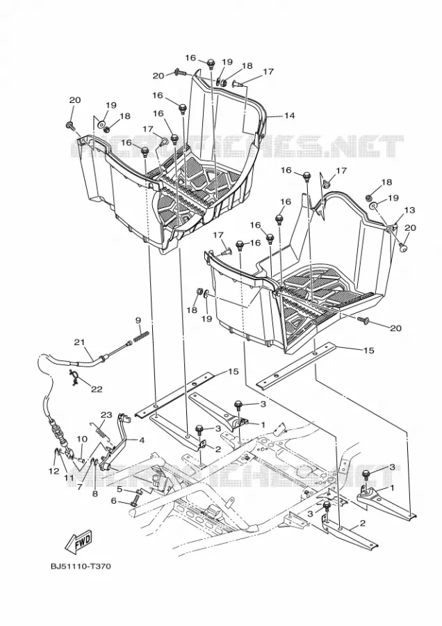 SUPPORT / REPOSE PIEDS Yamaha QUAD 450 2019 KODIAK  YFM450FWB/YFM45KDXK