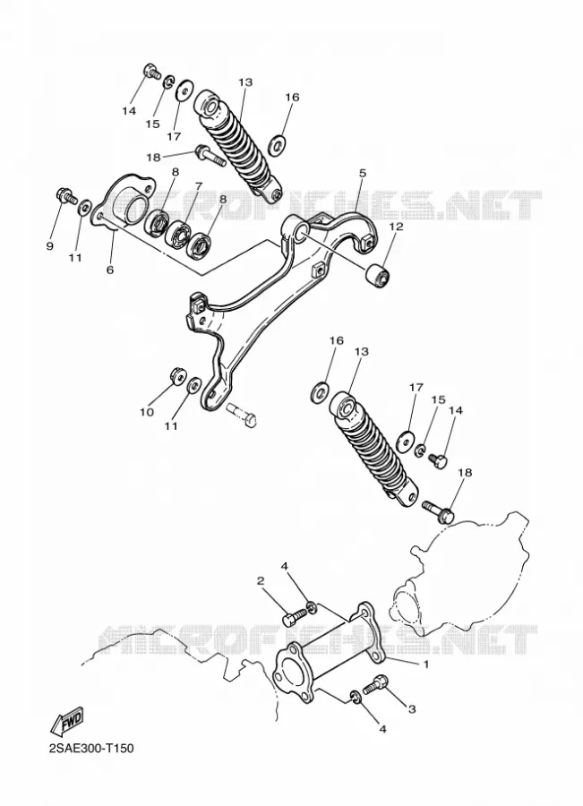 BRAS OSCILLANT / AMORTISSEUR Yamaha MOTO 50 2020 PW  PW50