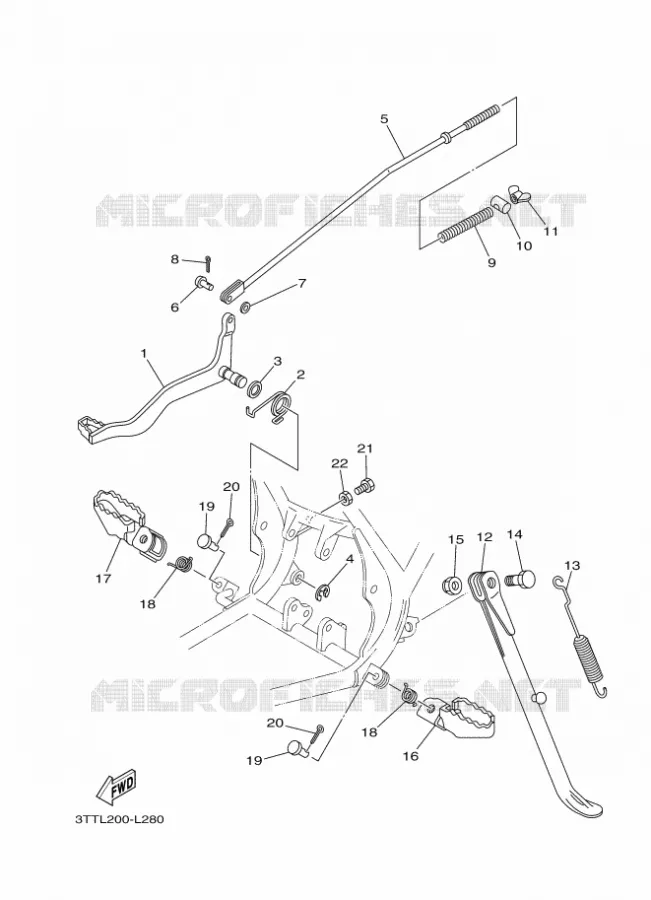 SUPPORT / REPOSE PIEDS Yamaha MOTO 125 2020 DT  DT125