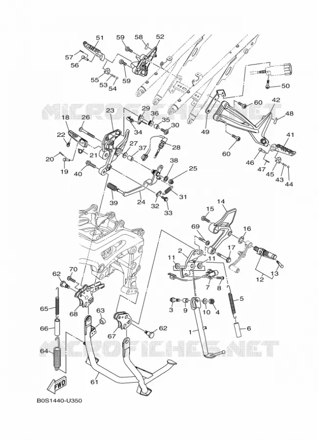 SUPPORT / REPOSE PIEDS Yamaha MOTO 900 2020 TRACER  MTT850D
