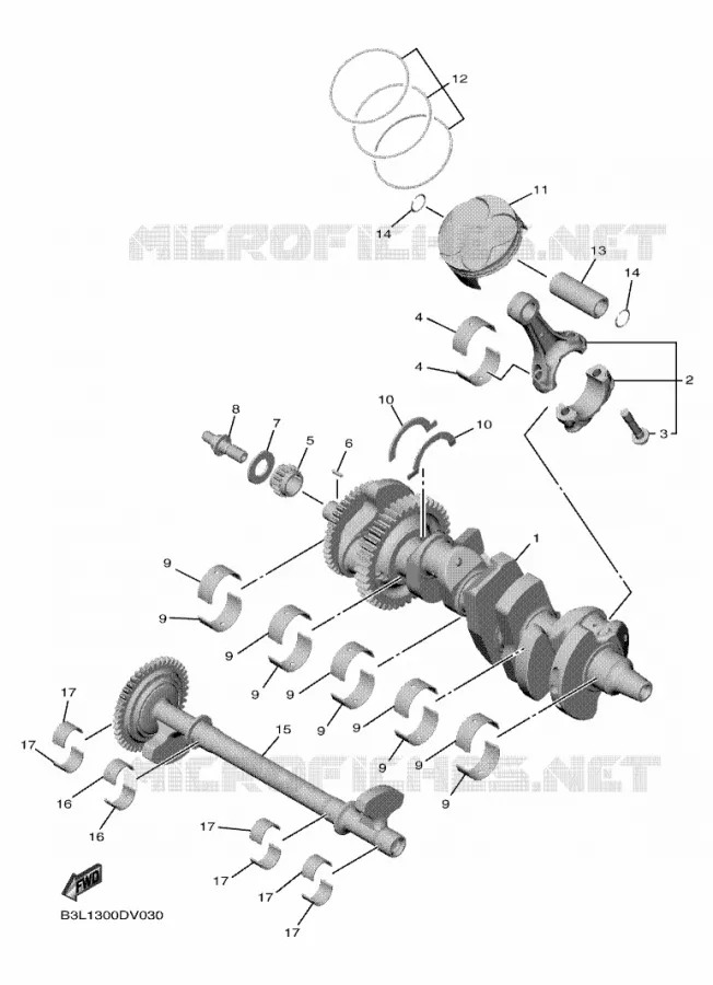 VILEBREQUIN / PISTON Yamaha MOTO 1000 2020 R1M  YZF-R1M