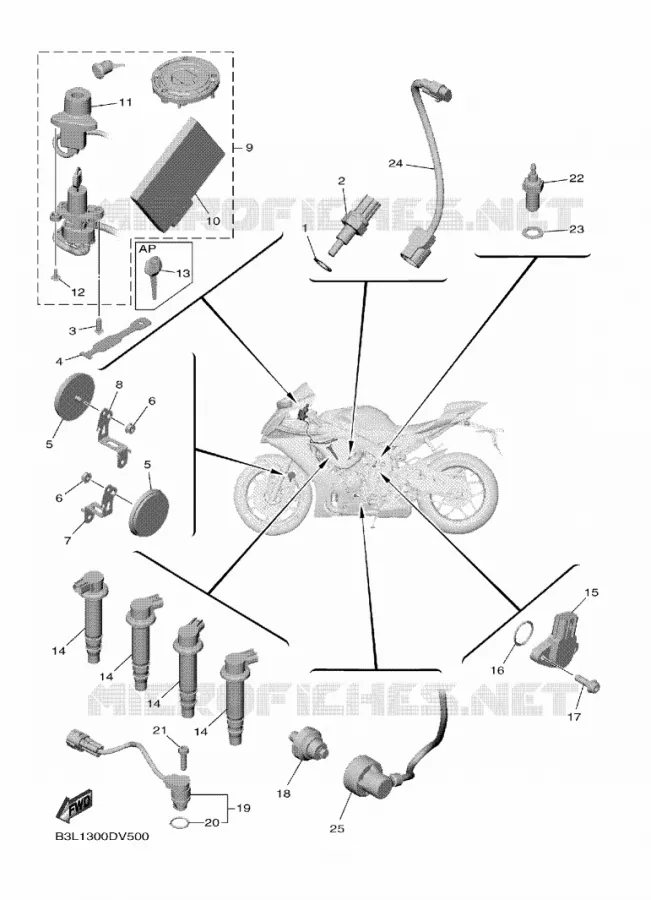 PARTIE ELECTRIQUE 1 Yamaha MOTO 1000 2020 R1M  YZF-R1M