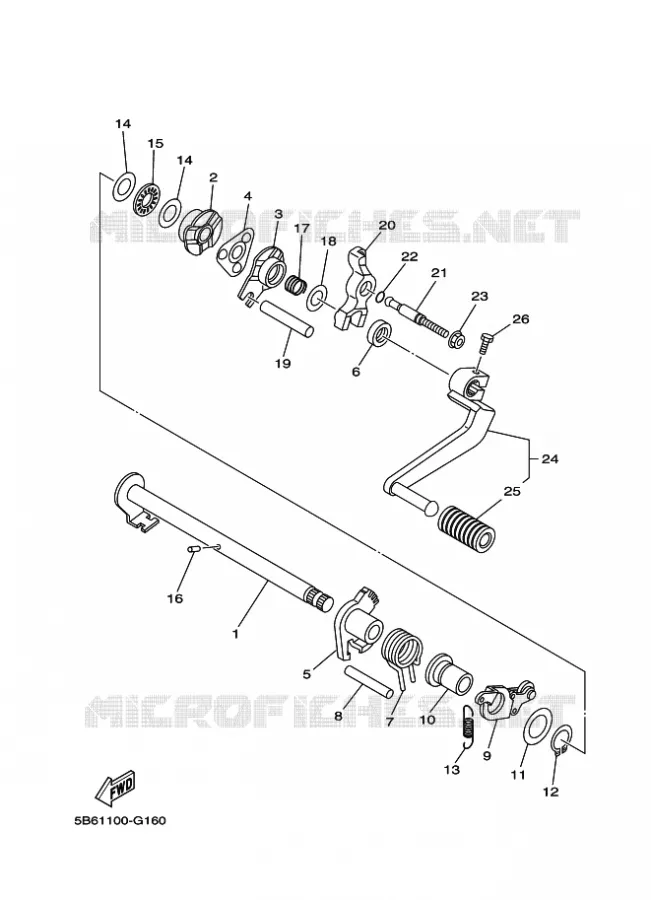 AXE DE SELECTEUR / PEDALE Yamaha MOTO 110 2020 TTR  TT-R110E