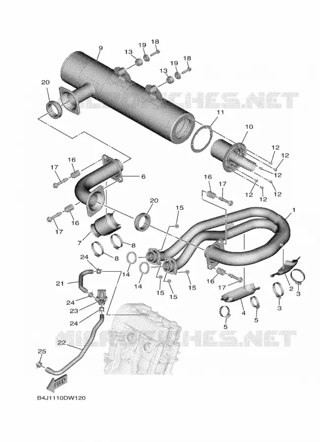 ECHAPPEMENT Yamaha SIDE BY SIDE 1000 2021 WOLVERINE  YXE1000EW/YX10EPAM