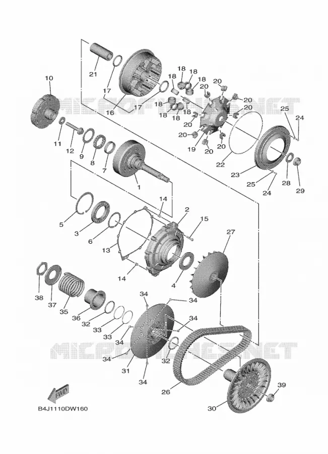 EMBRAYAGE Yamaha SIDE BY SIDE 1000 2021 WOLVERINE  YXF1000EW/YX10FPAM