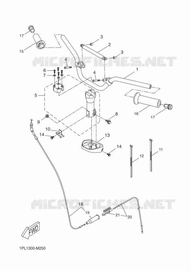 GUIDON ET CABLES Yamaha SCOOTER 50 2016 AEROX  NS50N