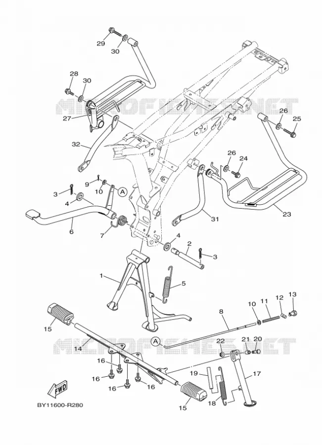 SUPPORT / REPOSE PIEDS Yamaha MOTO 110 2020 CRUX  YD110D-4