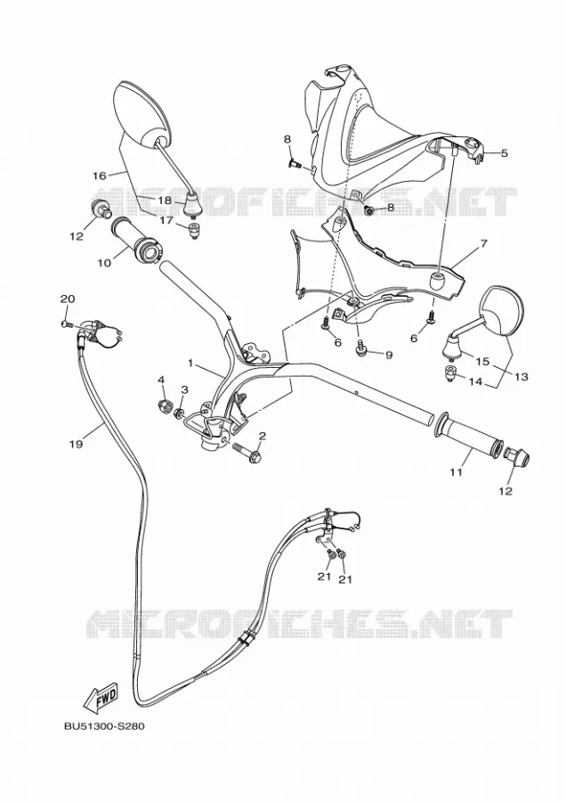 GUIDON ET CABLES Yamaha SCOOTER 125 2020 TRICITY  MWS125-A