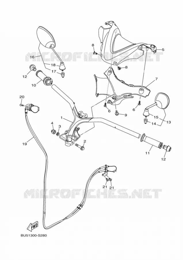 GUIDON ET CABLES Yamaha SCOOTER 125 2020 TRICITY  MWS125-A