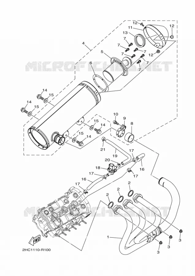 ECHAPPEMENT Yamaha SIDE BY SIDE 1000 2020 YXZ  YXZ1000E/YXZ1000R