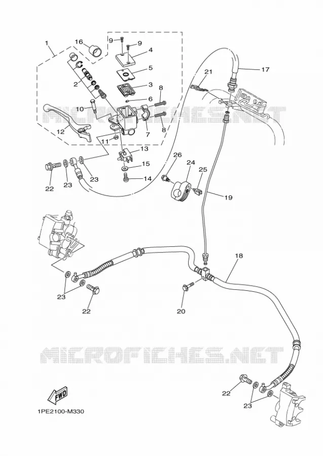 MAITRE CYLINDRE DE FREIN AVANT Yamaha QUAD 700 2020 RAPTOR  YFM700R