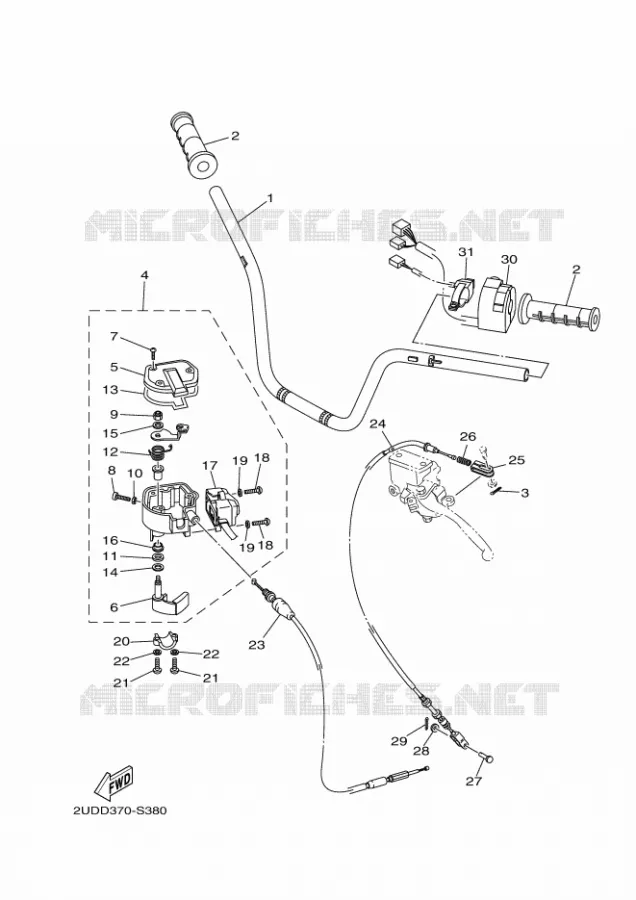 GUIDON ET CABLES Yamaha QUAD 700 2020 GRIZZLY  YFM700FWAD