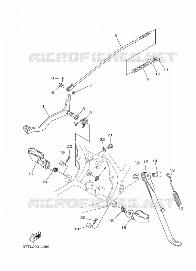 SUPPORT / REPOSE PIEDS Yamaha MOTO 125 2021 DT  DT125