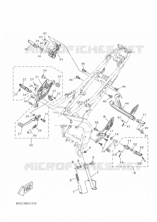 SUPPORT / REPOSE PIEDS Yamaha MOTO 125 2021 R125  YZF125-A