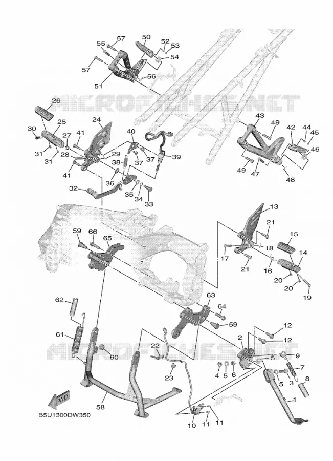 SUPPORT / REPOSE PIEDS Yamaha MOTO 900 2021 TRACER  MTT890