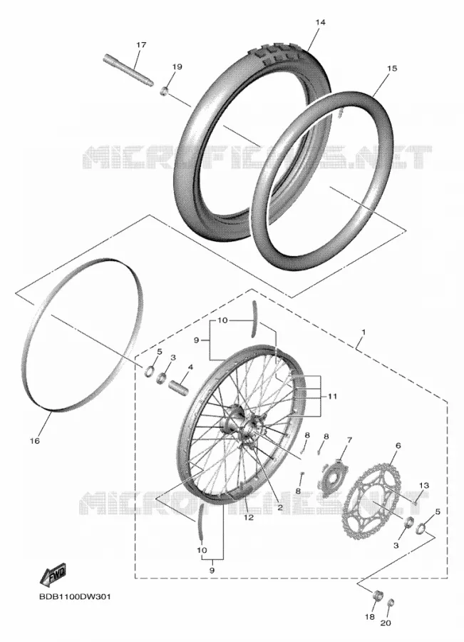 ROUE AVANT Yamaha MOTO 450 2021 WRF  WR450F