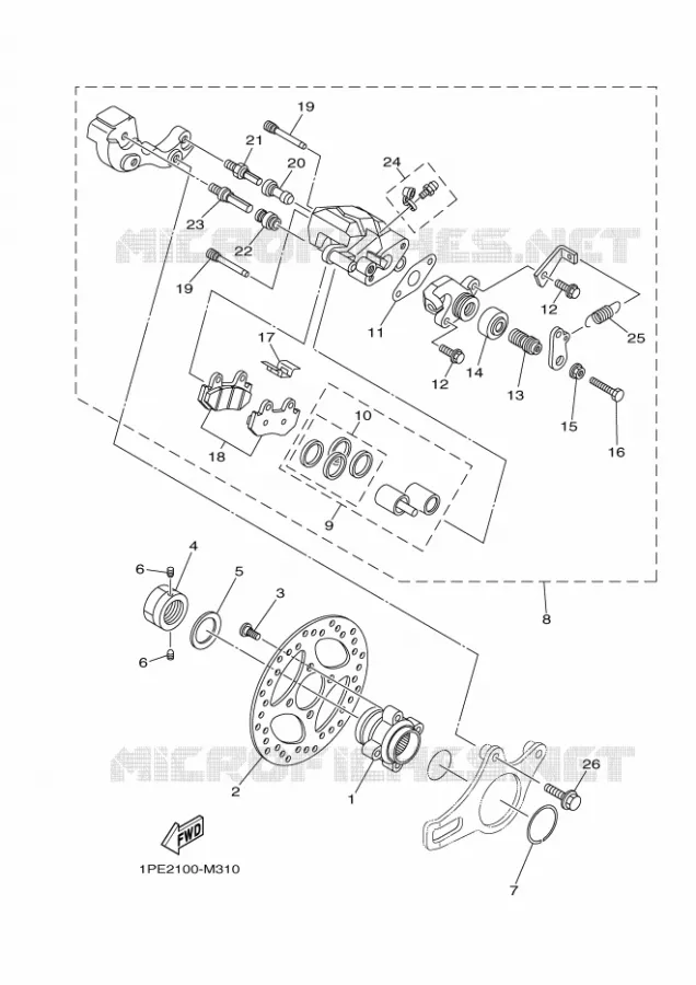 ETRIER DE FREIN AR Yamaha QUAD 700 2021 RAPTOR  YFM700R