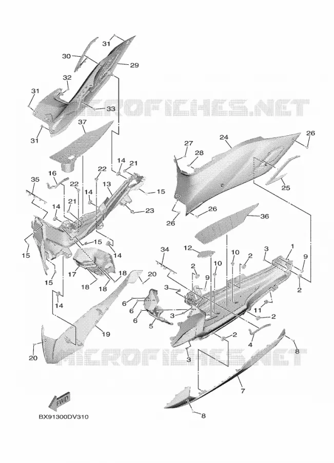 SUPPORT / REPOSE PIEDS 2 Yamaha SCOOTER 300 2021 TRICITY  MWD300