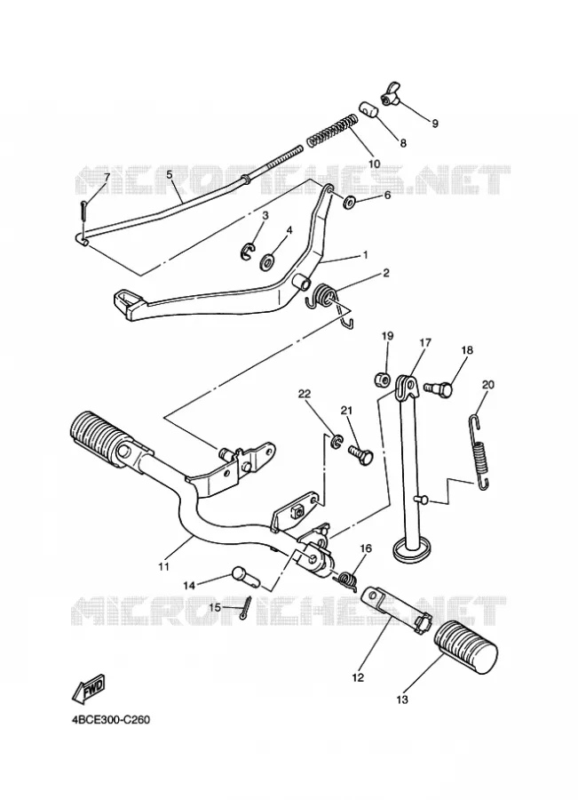 BEQUILLE / REPOSE PIEDS Yamaha MOTO 80 2005 PW  PW80