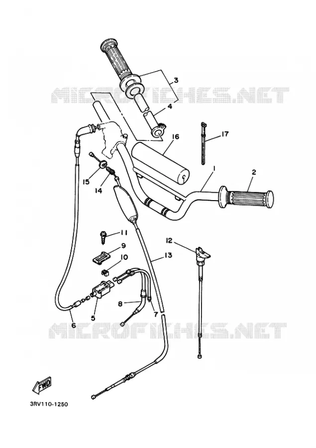 GUIDON ET CABLES Yamaha MOTO 80 2005 PW  PW80