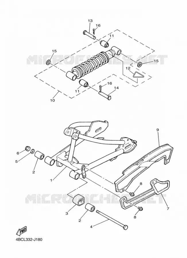 BRAS OSCILLANT / AMORTISSEUR Yamaha MOTO 80 2011 PW  PW80