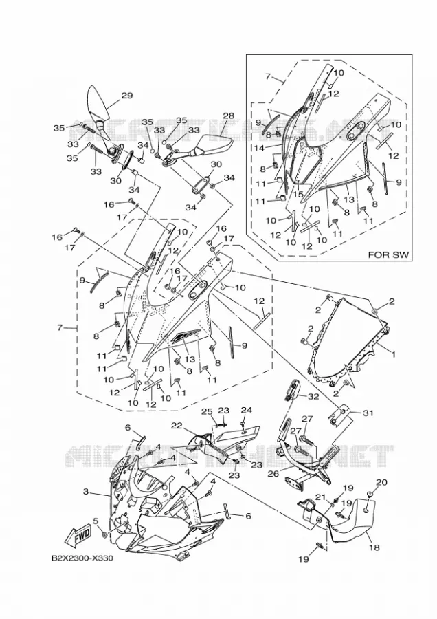 PARE BRISE Yamaha MOTO 300 2022 R3  YZF320-A