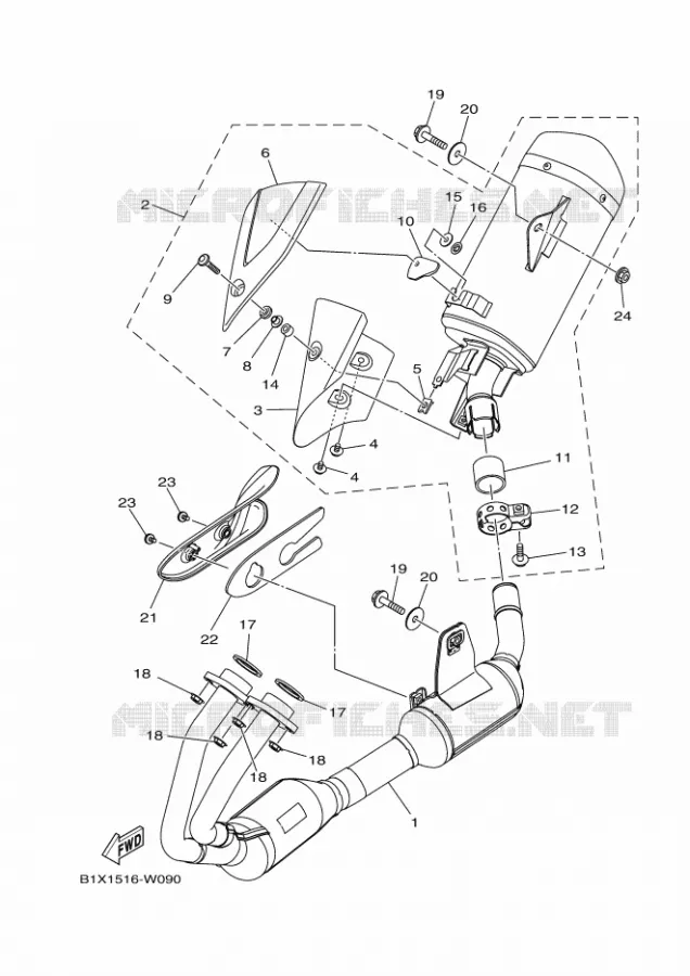 ECHAPPEMENT Yamaha MOTO 250 2022 R25  YZF250-A