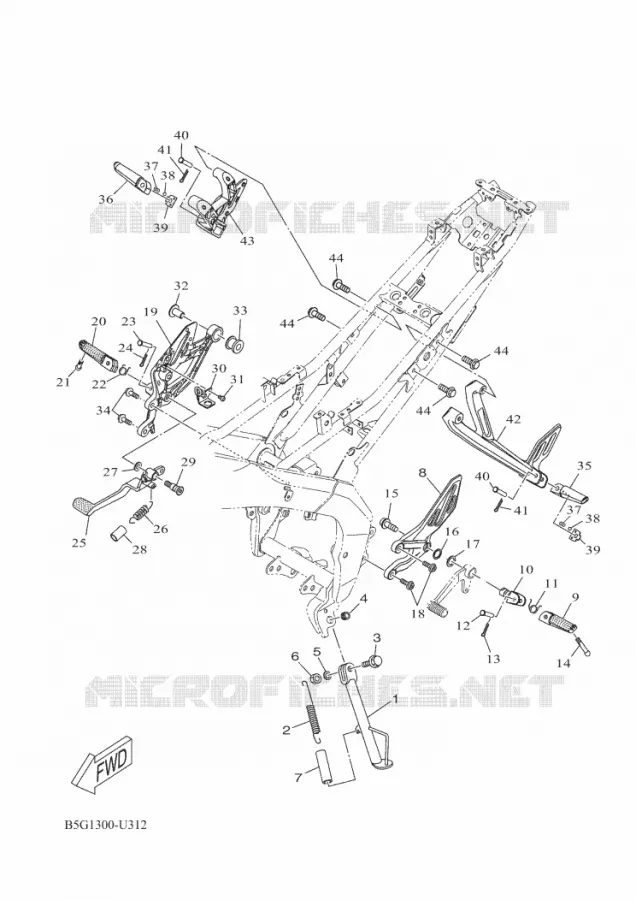 SUPPORT / REPOSE PIEDS Yamaha MOTO 125 2022 R125  YZF125-A