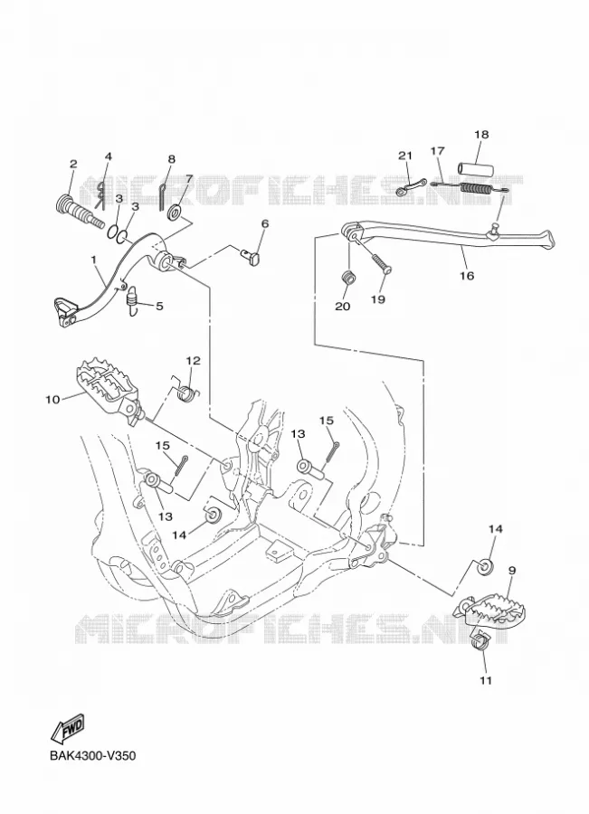 SUPPORT / REPOSE PIEDS Yamaha MOTO 250 2022 WRF  WR250F