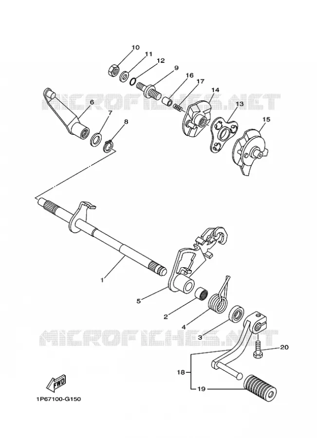 AXE DE SELECTEUR / PEDALE Yamaha MOTO 50 2022 TTR  TT-R50E