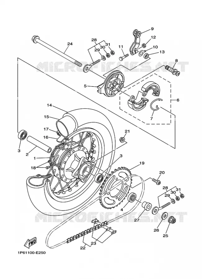 ROUE ARRIERE Yamaha MOTO 50 2022 TTR  TT-R50E