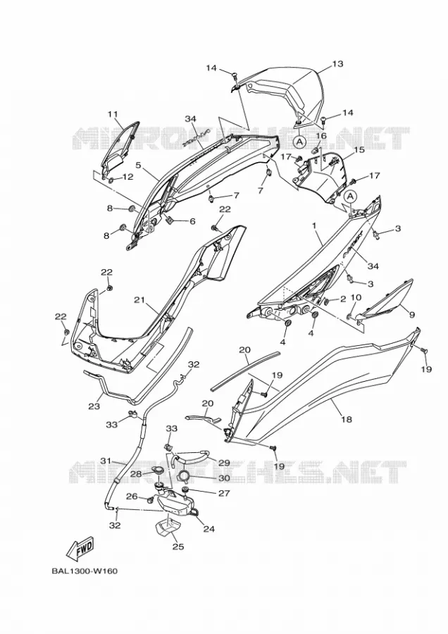 COUVERCLE LATERAL Yamaha SCOOTER 125 2022 NMAX  GPD125-A
