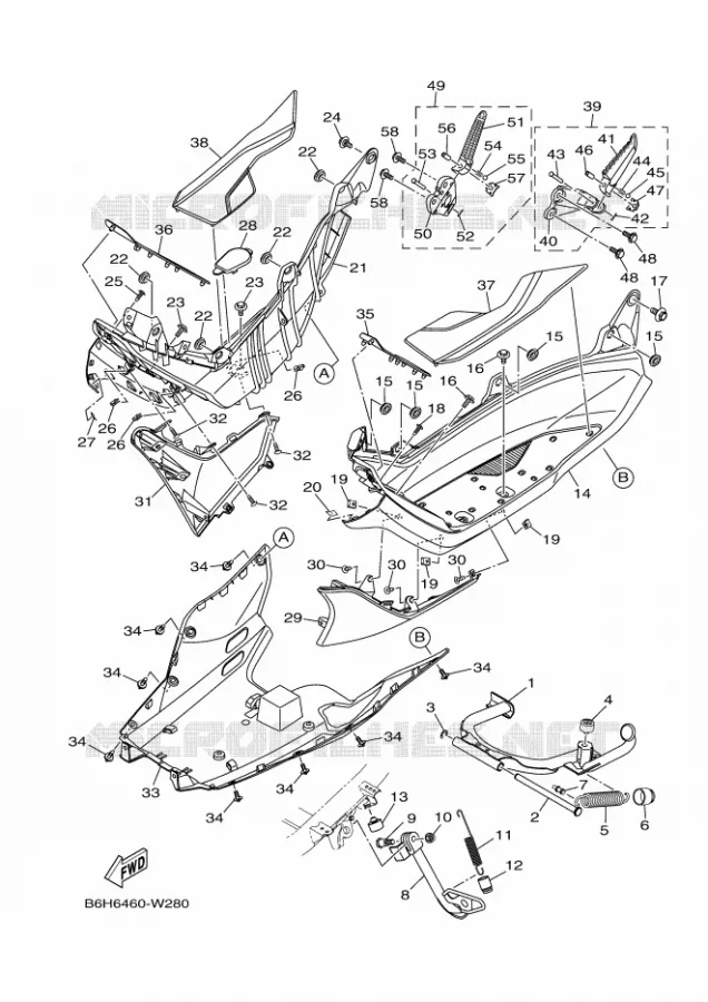 SUPPORT / REPOSE PIEDS Yamaha SCOOTER 155 2022 NMAX  GPD155-A