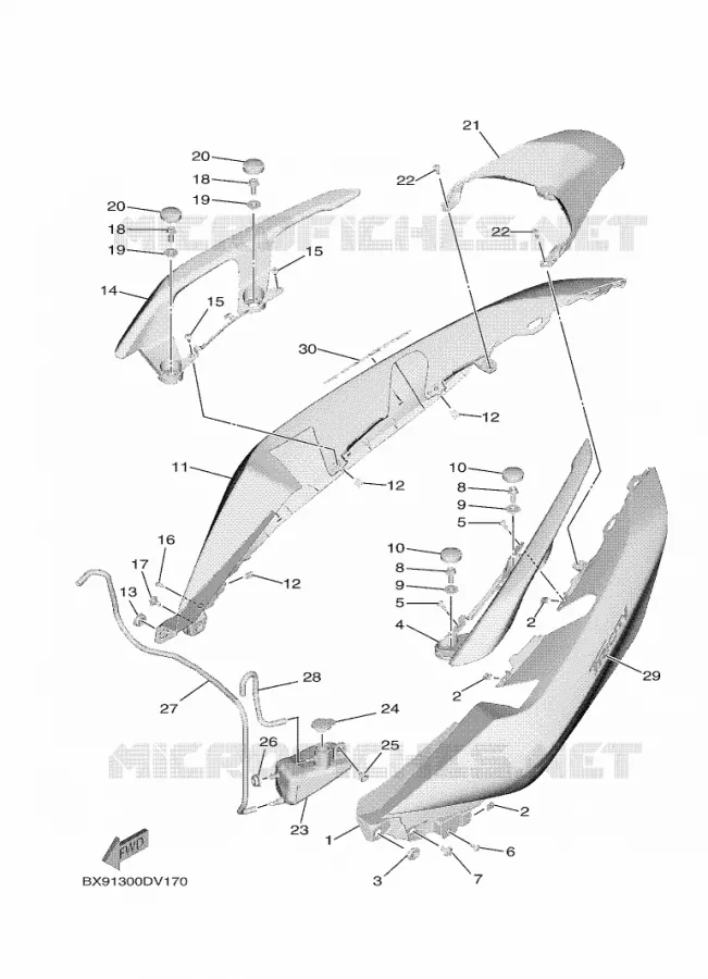 COUVERCLE LATERAL Yamaha SCOOTER 300 2022 TRICITY  MWD300