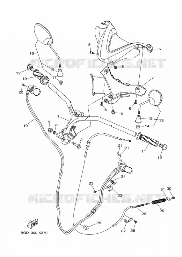 GUIDON ET CABLES Yamaha SCOOTER 155 2022 TRICITY  MWS155-A